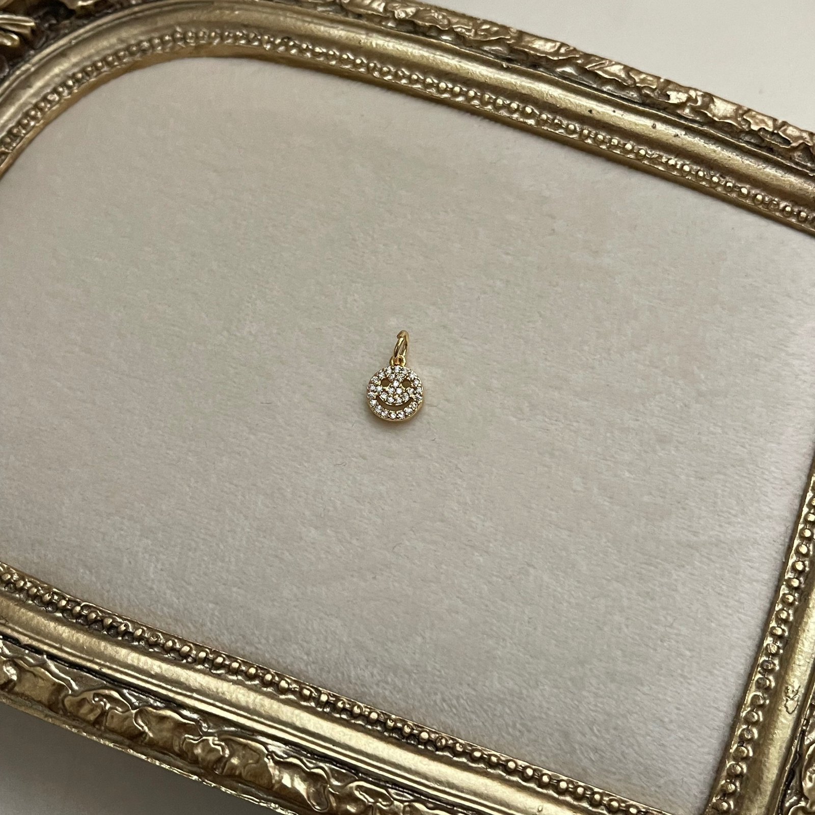 Tiny Diamond Smiley Face Charm