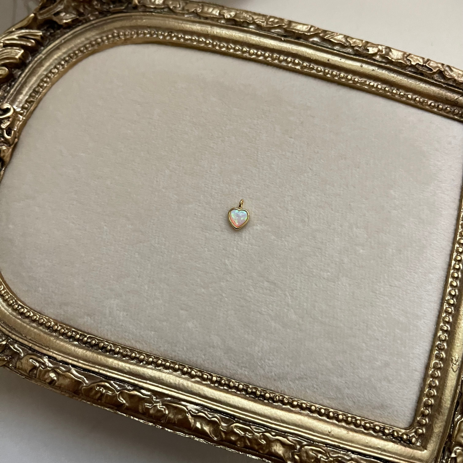 Tiny Opal Heart Charm 1